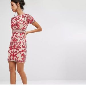 Froc and frill red and nude beaded dress Hoco size 2 NWT cocktail formal short